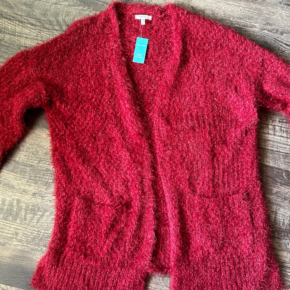 NWT Maurices Holiday Christmas Red Sparkly Cardigan size Large